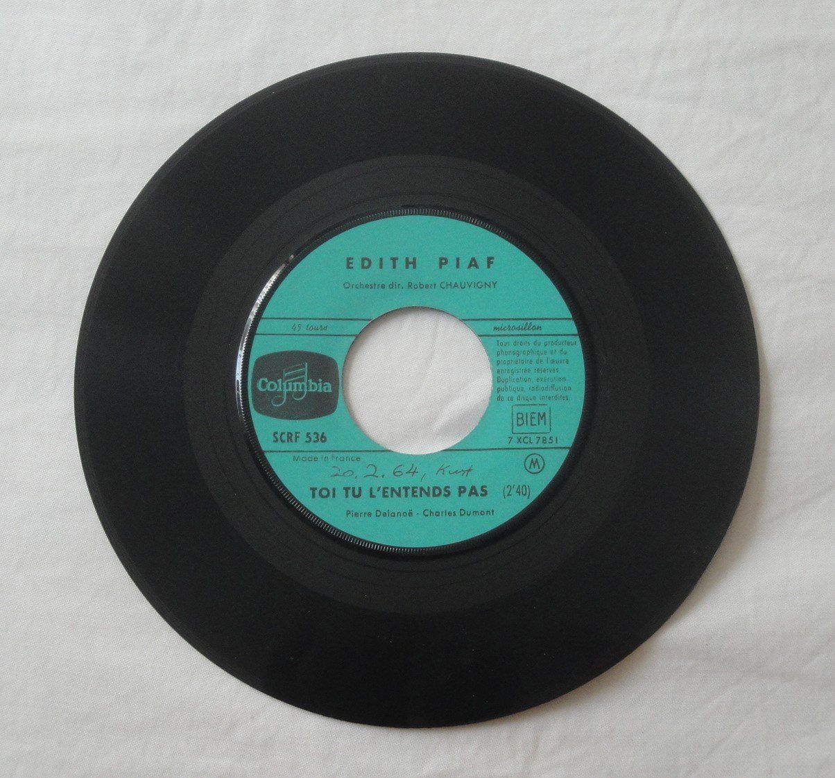Schallplatten: EDITH PIAF SINGLE Toi tu l'entends pas - Fallait-il – Gebraucht aus Bern von Mekongbeach