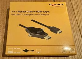 Delock 3 in 1 Monitor Cable to HDMI output (USB-C , DP)