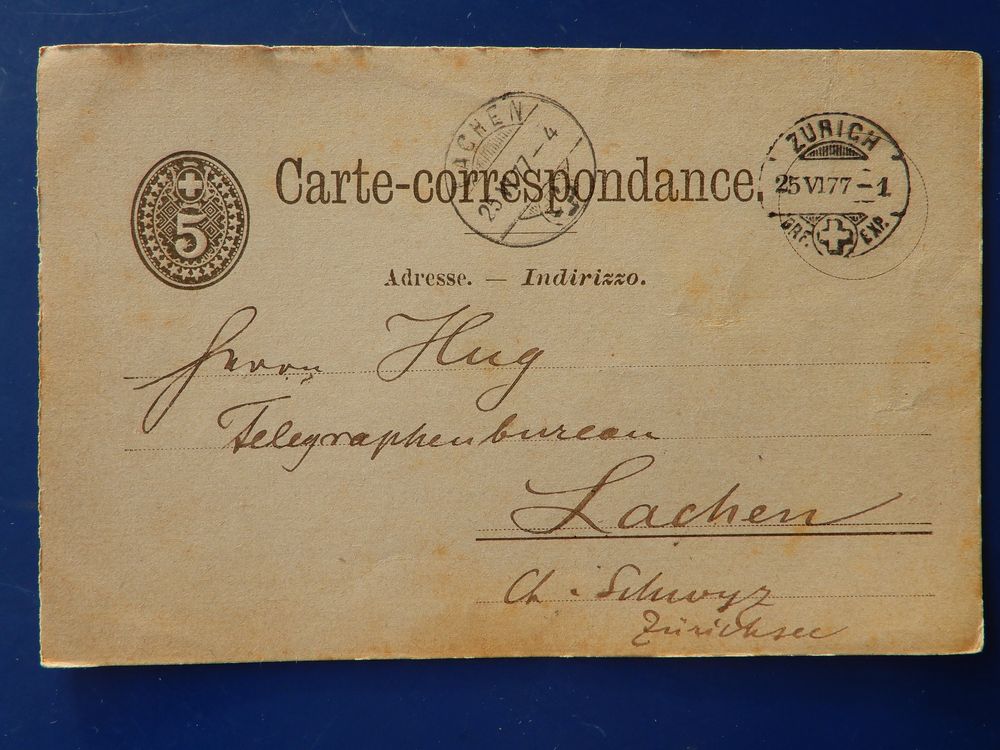 1877, 5 Rp Carte correspondance ZürichLachen Kaufen auf Ricardo