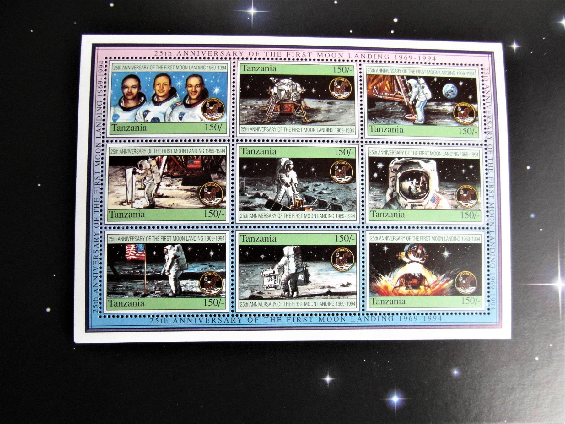 Tutti i francobolli: 3 bunte Raumfahrt Bogen Apollo 11 TANZANIA ** – Nuovo (secondo la descrizione) da Lengnau BE venduto da Lanthemann 3