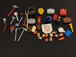 Playmobil  Werkzeug  , Lebensmittel  usw.
