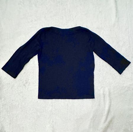 Viskose Pullover U-Boot Ausschnitt Gr. M Navy dunkelblau