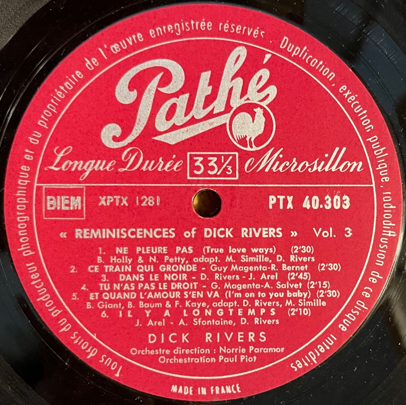 Vinyles: DICK RIVERS - Vol. 3 - 33 Tours – D'occasion à Bussigny par vinyl-pas-cher 3
