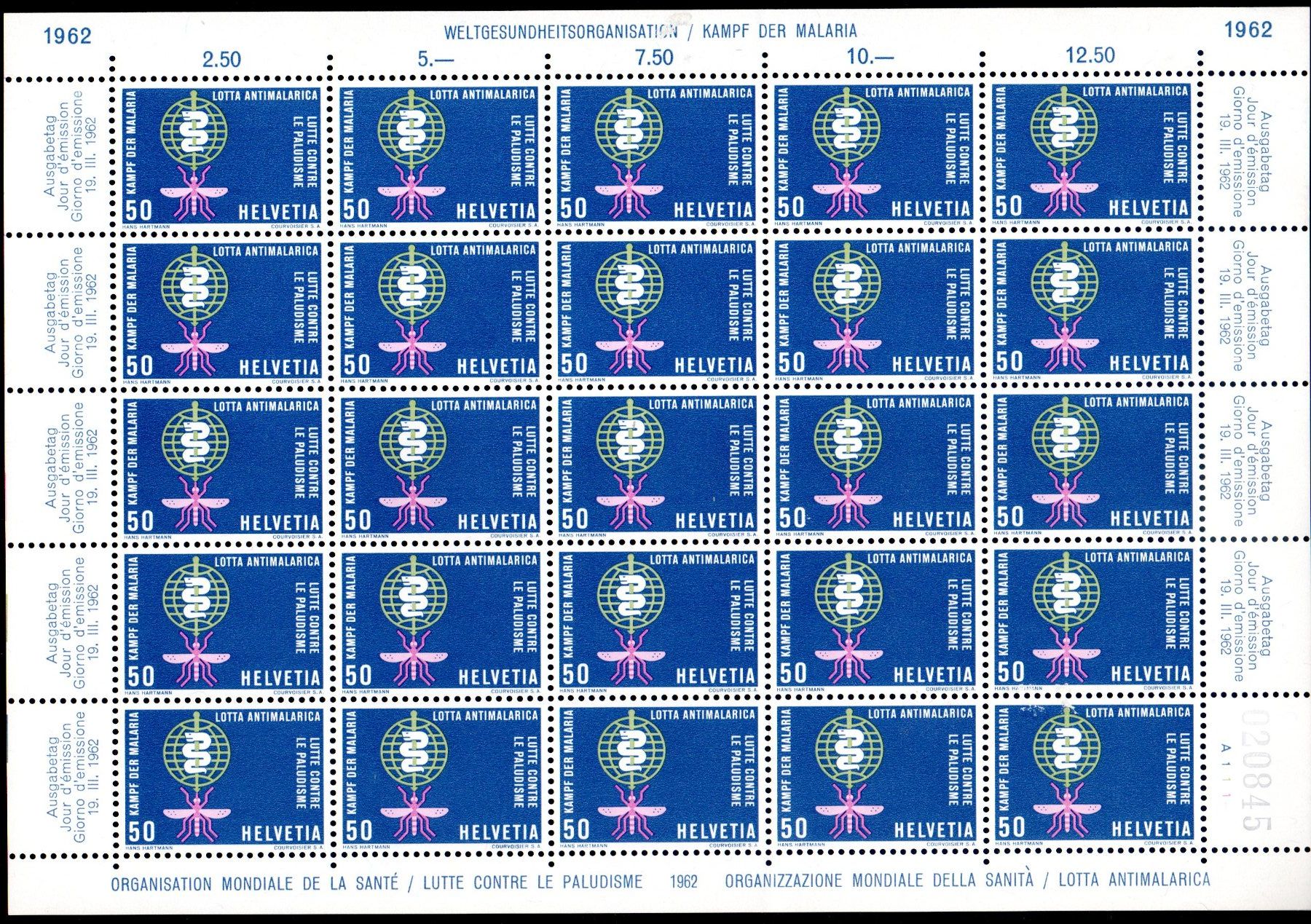Tutti i francobolli: KAMPF DER MALARIA 1962 BOGEN ** POSTFRISCH ** - CL55 – Nuovo (secondo la descrizione) da Losone venduto da EM2019