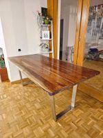 Esstisch Massivholz mit Edelstahlgestell