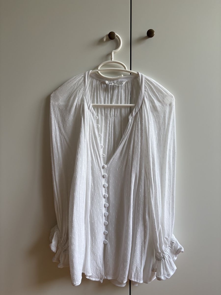 Zara Camicette: Weisse Bluse, Zara, Grösse L – Usato da Zürich venduto da Sera.13