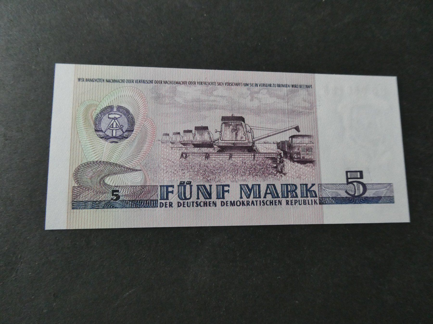 Banconote: DDR 1975, 5 Mark  ungefaltet – Usato da Hinterforst venduto da Rohusri 1