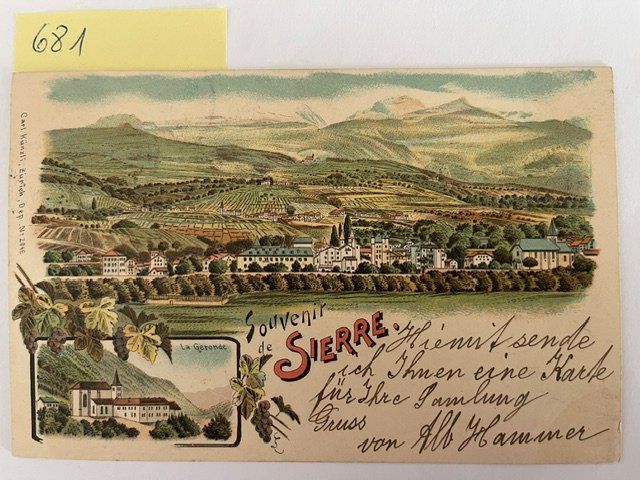 Cartoline postali: Souvenir de Sierre, 1899 mit Stempel – Usato da Niederwil AG venduto da dahu75