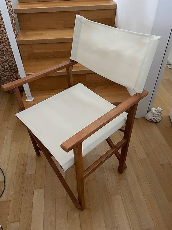 Holzsessel Outdoor PLOß Regiestuhl Creme/natur Akazie Adirondack Stuhl Klappbar