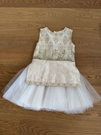 Quis Quis Kleid weiss gold Gr. 128 neu mit Etikett