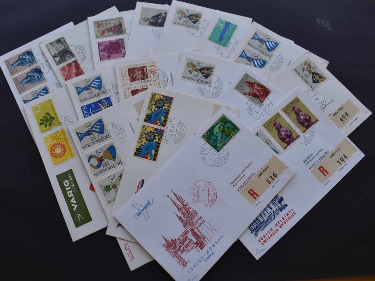 Buste & buste per spedizione: 17 Flugpost Briefe Lichtenstein      B1208Y – Usato da Bettingen venduto da Gluscht-Oase