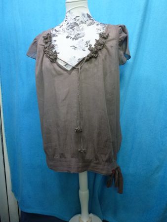 EDC BLUSE HAUCHDÜNN GR M BLUMEN NEUWERTIG SCHLEIFE COTTON