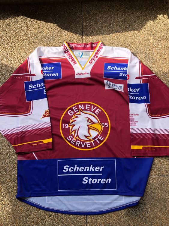 Maillot De Hockey Suisse Autographié Spoolidoro SC Berne - Marque Warrior - Taille XL - État Excellent - Occasion Collector