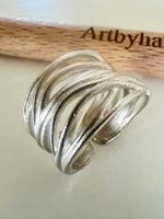 925 Silber Band Ring – wie aus Silberbändern gewoben zzt.G54