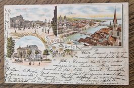 Zürich, Bahnhof u.Polytechnikum, Theater 1896