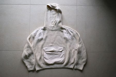 Mango Chunky Knit Hoodie — white — Size S