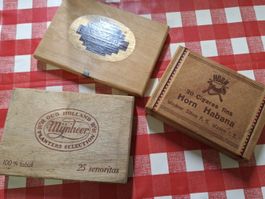 3  kleine  Vintage  Holz Cigarren Schatullen