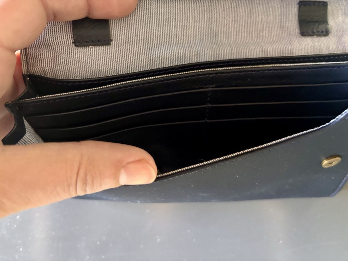 Portamonete: Lost & Found Leather Crossbody Wallet - Blue – Usato da Zürich venduto da O.Bond 3