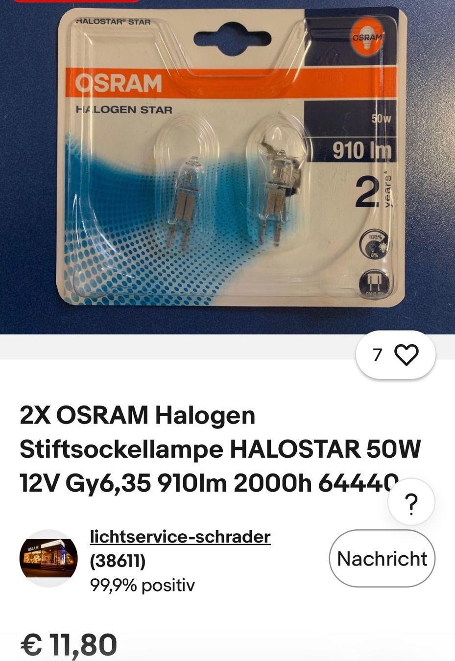 Osram Lampen: Halogen Osram standard 50W 12V 910lm – Neu und originalverpackt aus Zürich von echt01 1