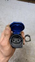 Einbausteckdose 1xT23 (16A/250V) IP55 anthrazit Deckel blau