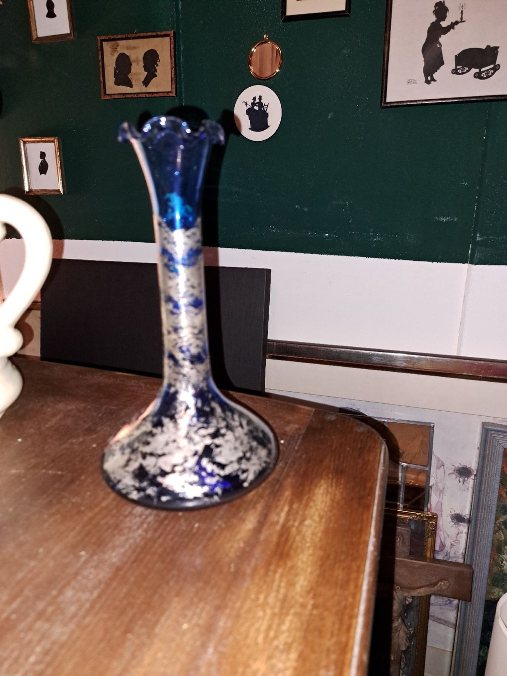 Vasen & Gefässe: Blaue Vase mit Silbermuster, Vintage  – Gebraucht aus Kölliken von Upcycling-by-Mc-TAM