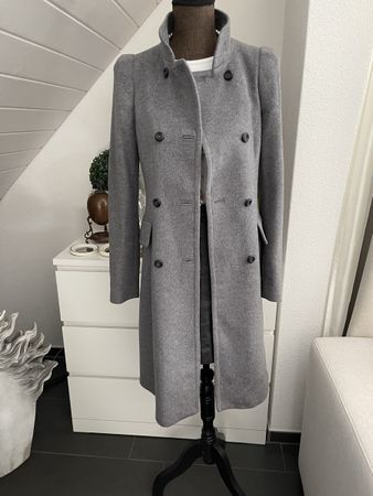 Eleganter Wollmantel Grau – tailliert – hochwertig – XS