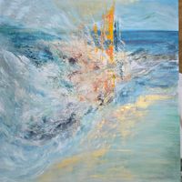 Originalgemälde auf Leinwand 90x90 cm, Gold Blau Unikat!!!