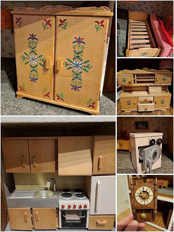 Case e mobili per bambole: Wunderschönes, antikes Holz - Puppenhaus – Usato da Rotkreuz venduto da Blubberli1 2