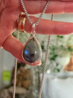 Collier élégant avec Labradorite véritable, neuf!
