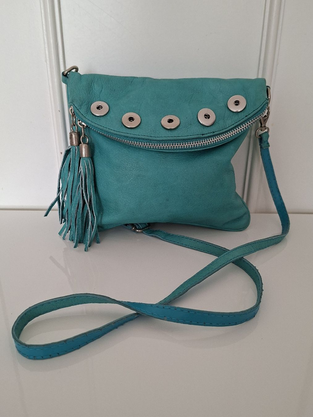 Vera Pelle Borse da donna: Sac Italien en Cuir Véritable Turquoise – Nuovo (secondo la descrizione) da Lutry venduto da Sim_Sta