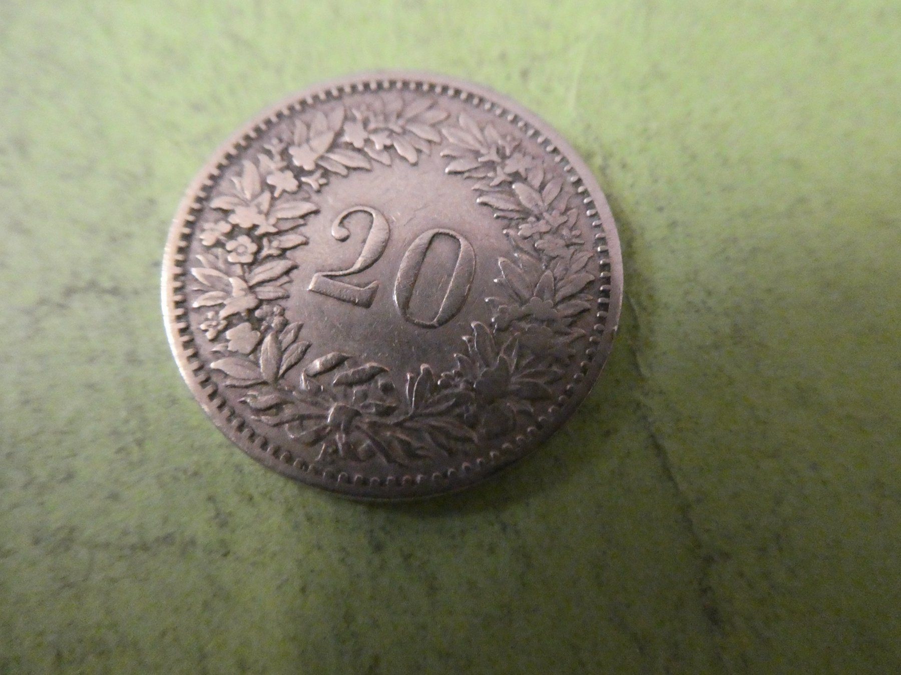 Alle Münzen: Schweiz 1884, 20 Rappen – Gebraucht aus Hinterforst von Rohusri 1