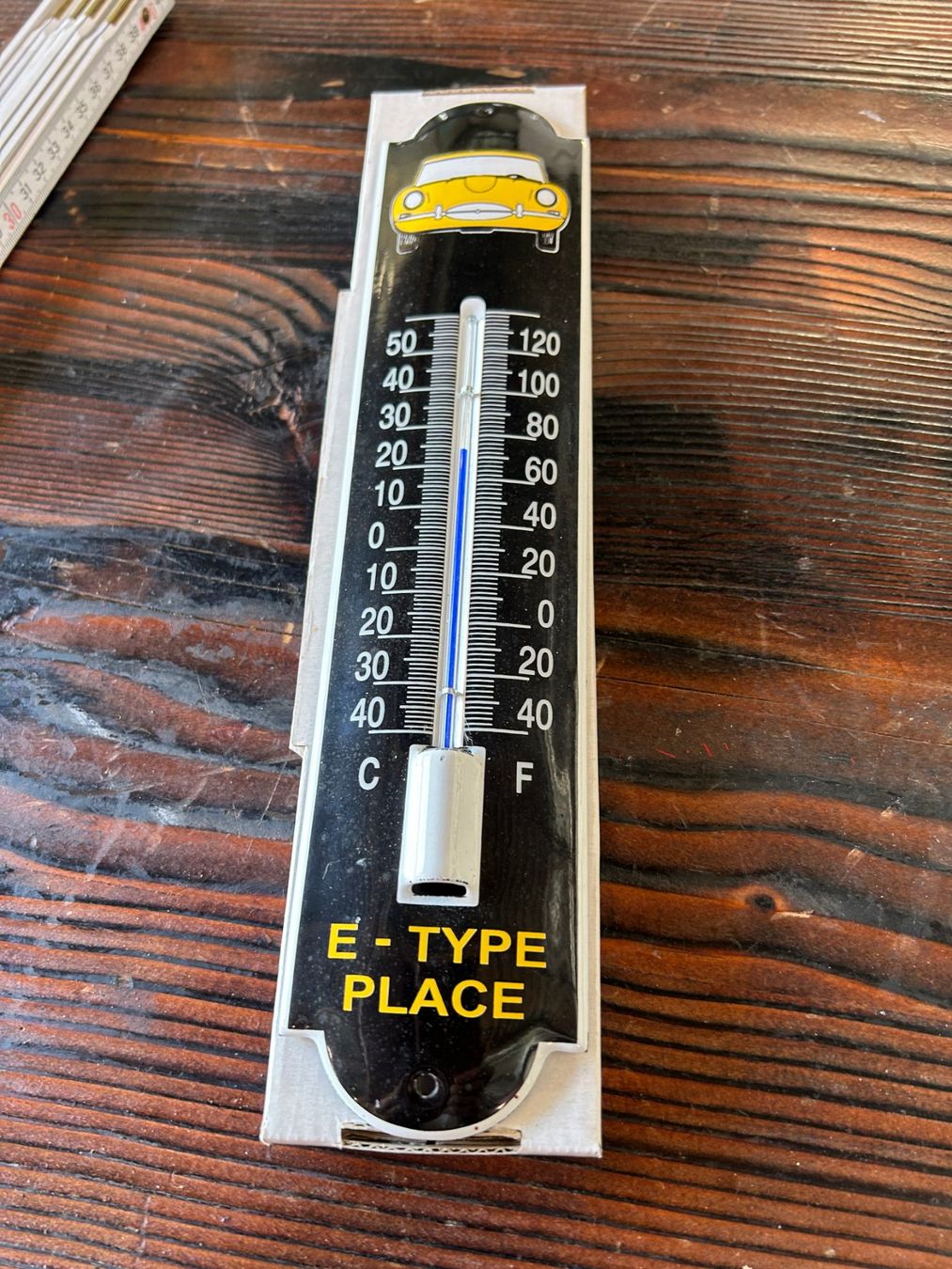 Jaguar Schilder: Emaille Thermometer JAGUAR E-TYPE 6,5 x 30 cm – Gebraucht aus Sugiez von brockicenter 1