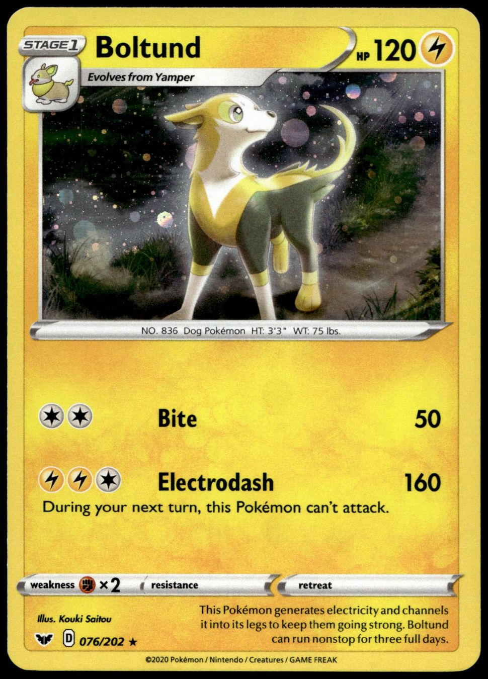 Pokémon Carte collezionabili: Boltund 076/202 Holo Pokémon Sword & Shield – Nuovo (secondo la descrizione) da Uster venduto da Madame_Cards