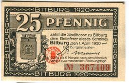 Notgeld "25 Pfennig. Bitburg 1920"