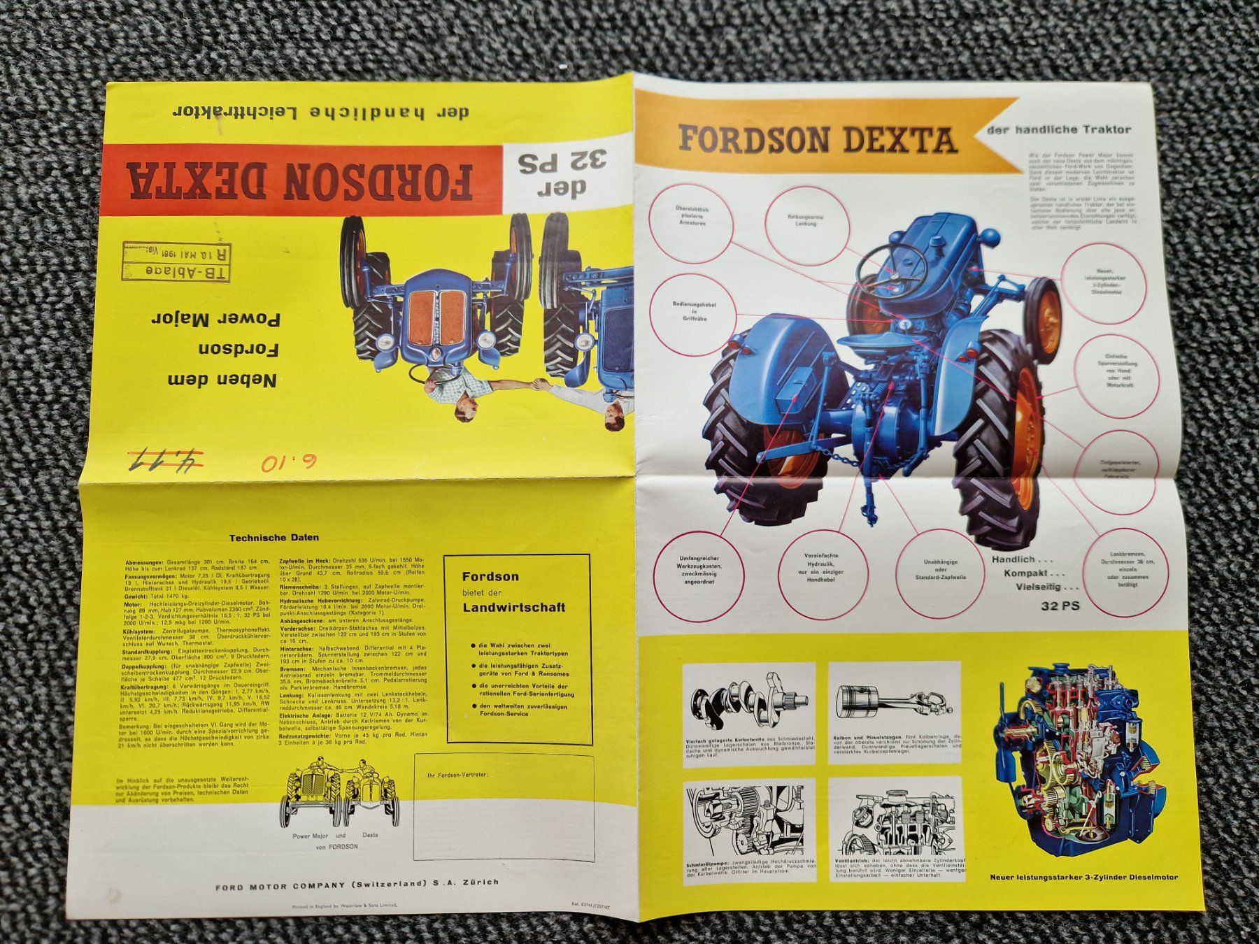 Fordson Trattori: Original Falt-Prospekt Fordson Dexta Traktor – Usato da Dürnten venduto da Bachtel84 2