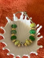 Luxus Elegante 20,5 cm Armband/Beads Farbe :Silber/grün