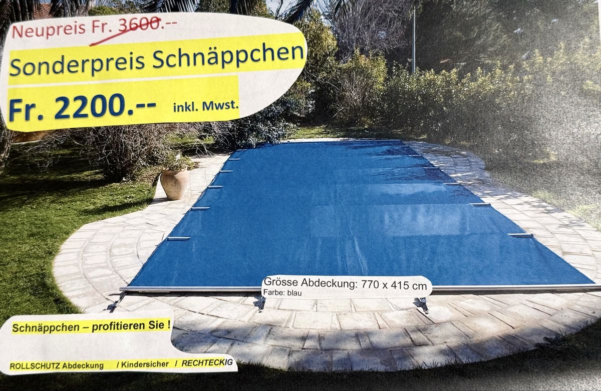 Piscine: Schwimmbad Abdeckung Kinder-Sicher 770x415cm – Nuovo (secondo la descrizione) da Hindelbank venduto da Rotaniger