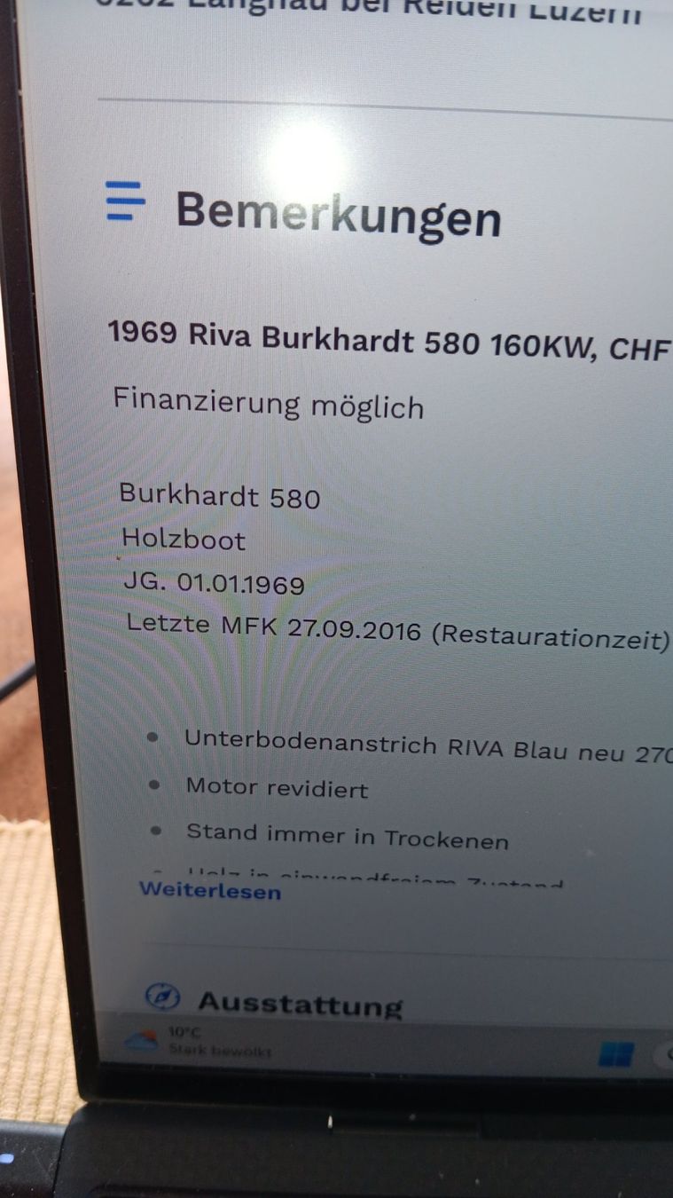 Barche: Riva Burkhardt 580 Oldtimer Motorboot restauriert 1969 – Usato da Wauwil venduto da fiero2000 1