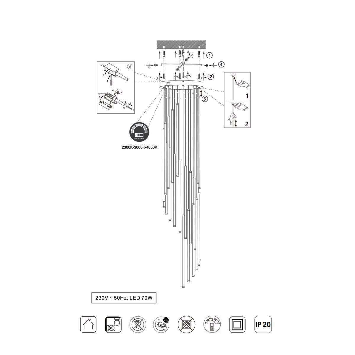Lampadari & plafoniere: LED Pendelleuchte, CCT, 300 cm Höhe – Nuovo (secondo la descrizione) da Kreuzlingen venduto da Smart-Light 5