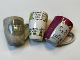 3 Tassen mit schönem Motiv im Set- ungebraucht
