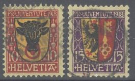 Pro Juventute 1918 ohne Falz, gestempelt