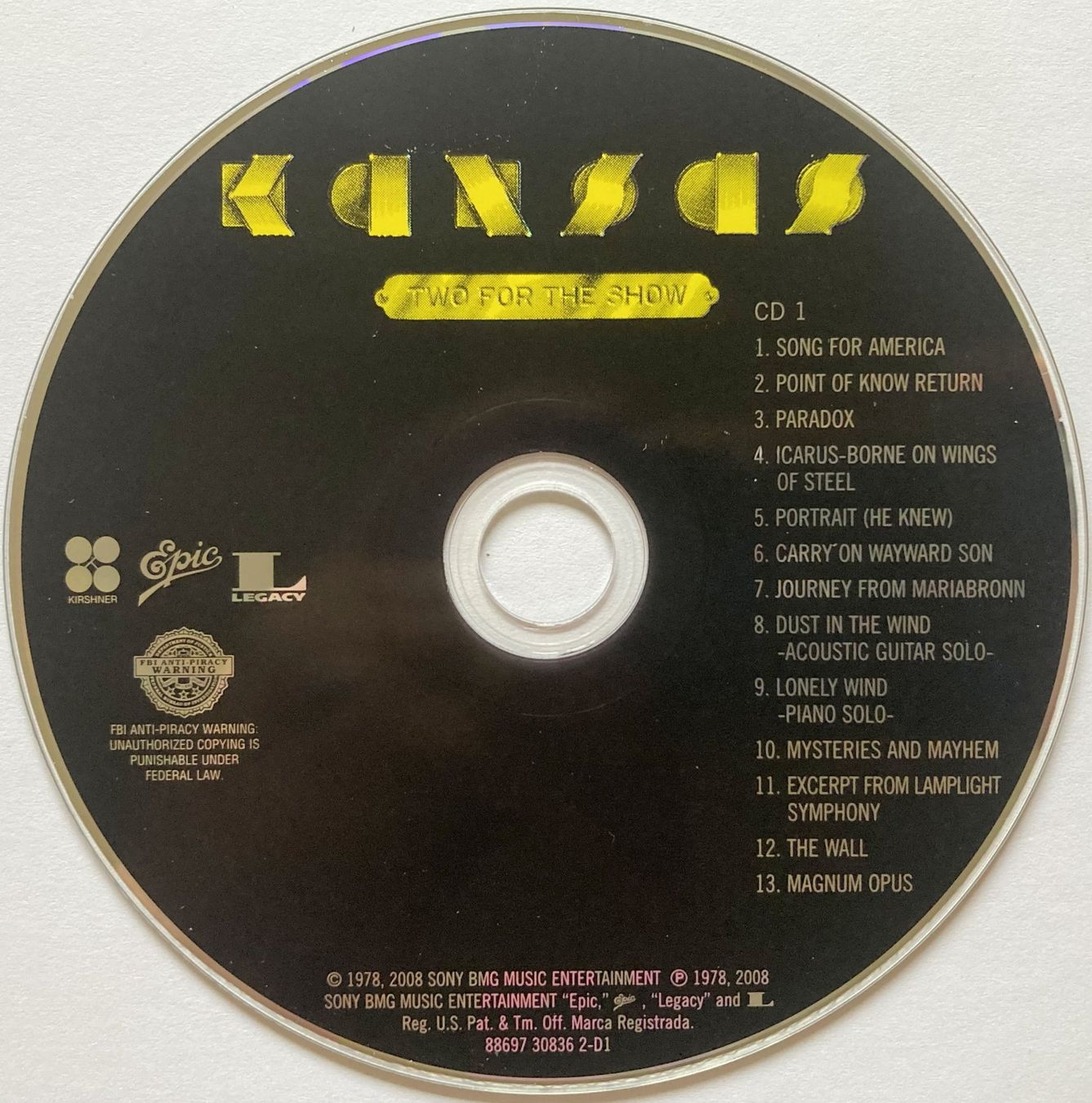 CD: KANSAS - TWO FOR THE SHOW – Usato da Bottens venduto da hotter-than-hell 2