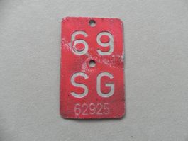 Velonummer SG 1969 St.Gallen Geschenk