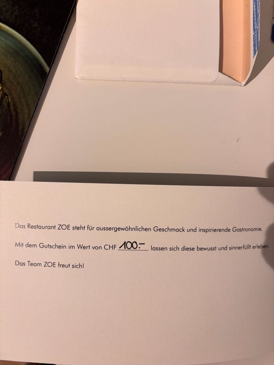 Gutscheine: Wertgutschein Restaurant Zoe Bern – Neu und originalverpackt aus Krauchthal von Maugsi 2