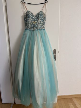 Abendkleid Blau/Champagner