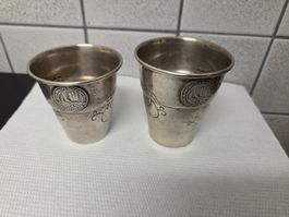 2 x Dänische Silberbecher Randers Sejlklub graviert 1930er 