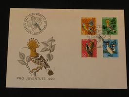 Pro Juventute FDC 1970 Nr. 232 - 235 Einheimische Vögel