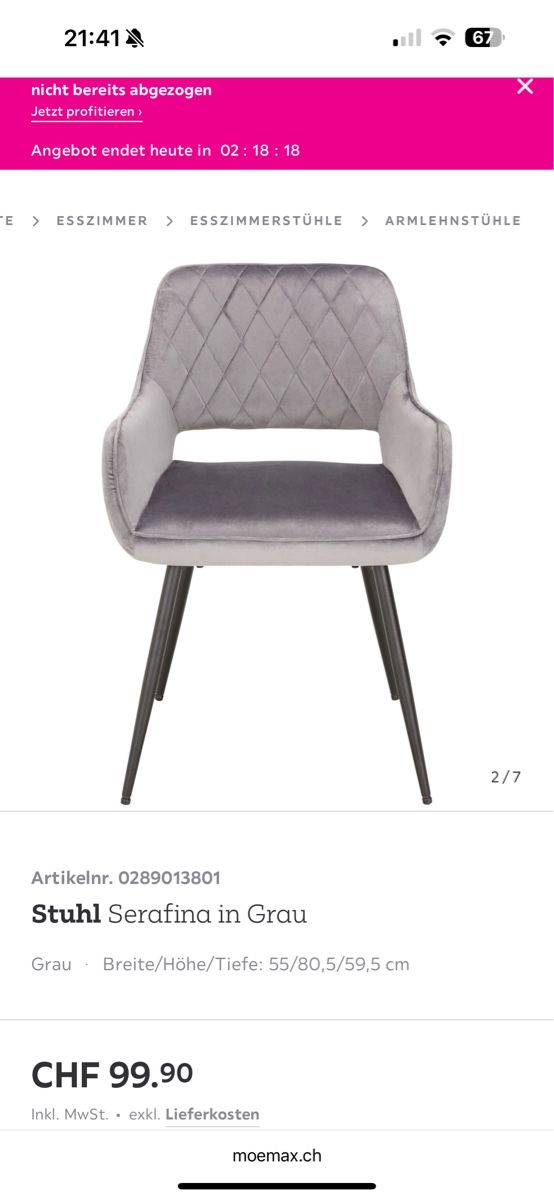 Mömax Chaises: 4 Esszimmerstühle – D'occasion à Wetzikon ZH par chi_2lrk 2