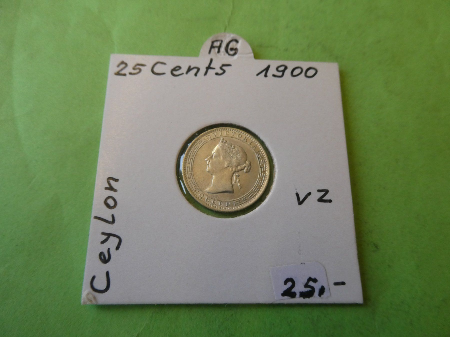 Tutti le monete: Ceylon 1900, 25 Cents    Silber – Usato da Hinterforst venduto da Rohusri