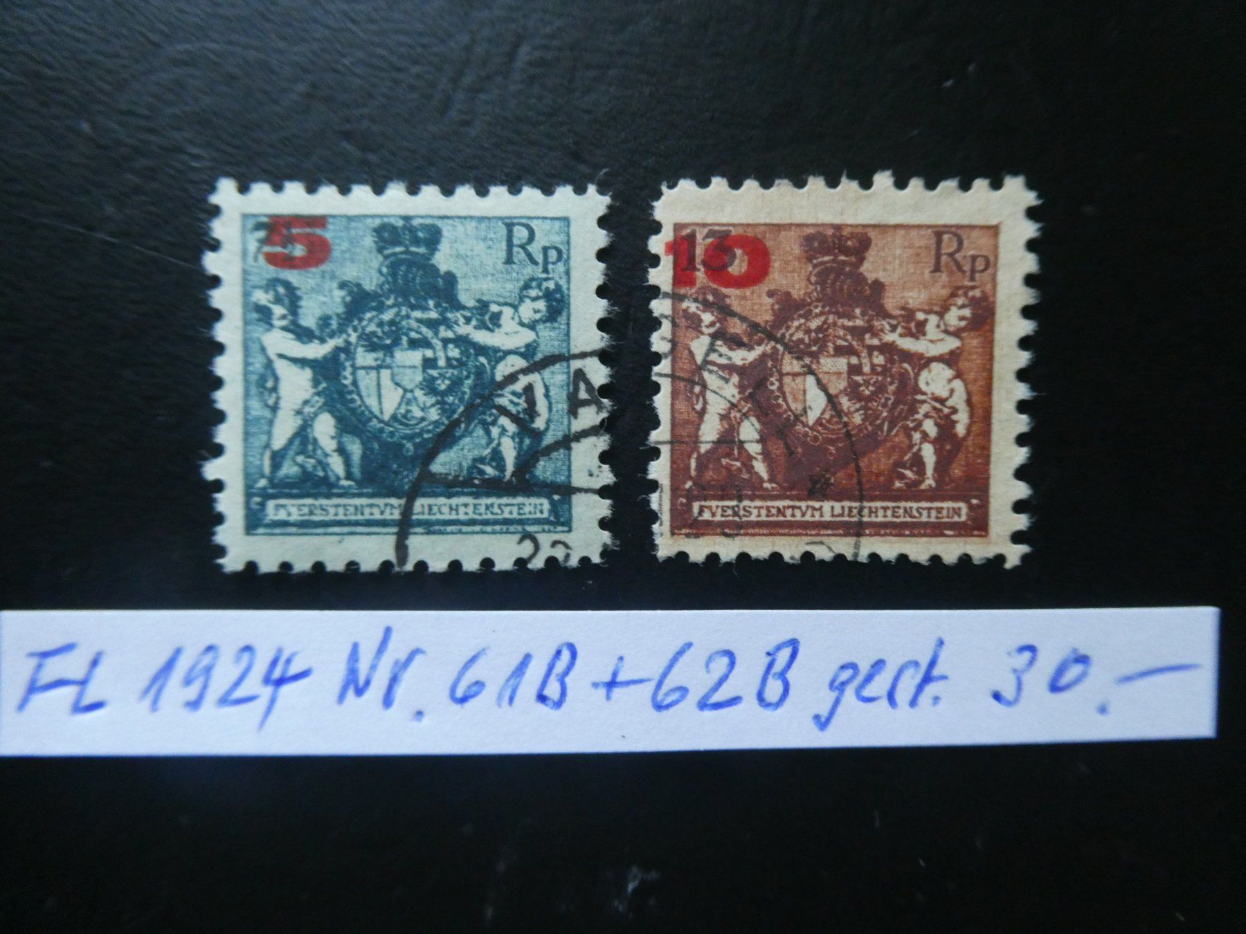 Tutti i francobolli: FL 1924 Nr. 61B+62B gestempelt – Usato da Lausen venduto da Herbamare01